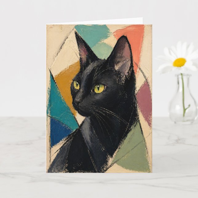The Black Cat Abstract Card (Small Plant)