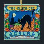 The Black Cat Ceramic Tile Ceramic Ornament<br><div class="desc">A vintage citrus fruit label - Agruna Valencia - repurposed on an ornament.</div>