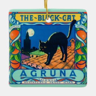 The Black Cat Ceramic Tile Ceramic Ornament