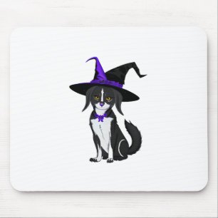 The Black Cat In Halloween Party. Sticker Mouse Pad