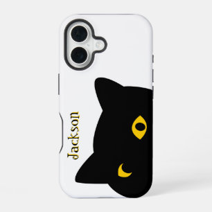 The Black cat watching you with Golden eyes custom iPhone 16 Case