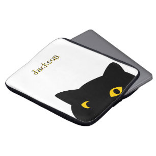 The Black cat watching you with Golden eyes custom Laptop Sleeve