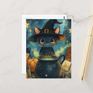 The Black Cat Witch Postcard