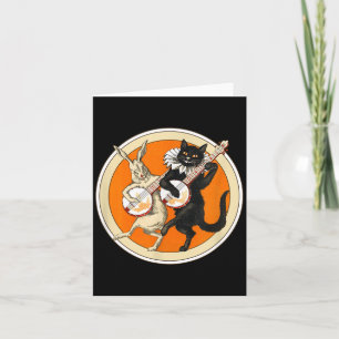 The Black Cat zine Halloween Cat Rabbit and Banjo Card
