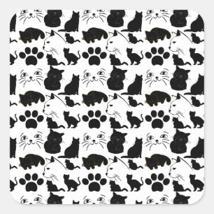 THE BLACK CATS PATTERNS CUTE SQUARE STICKER