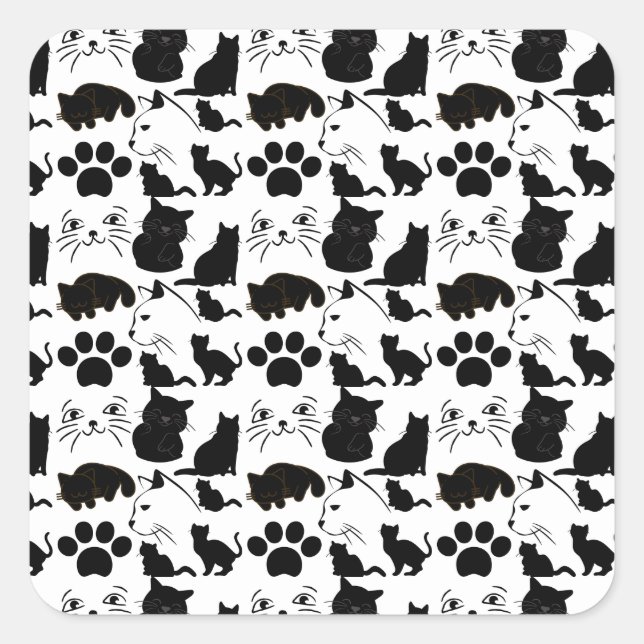 THE BLACK CATS PATTERNS CUTE SQUARE STICKER (Front)