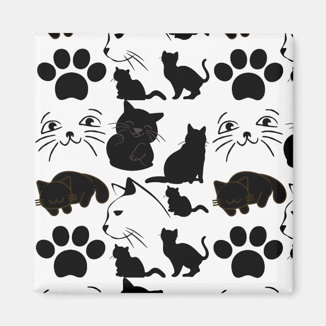 THE BLACK CATS PATTERNS WRAPPING PAPER THROW PILLO MAGNET (Front)