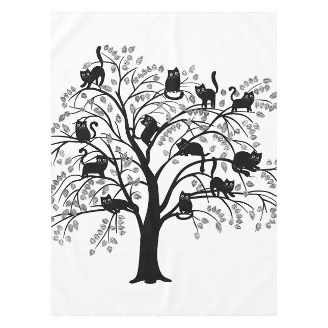 The Black Cats Tree Tablecloth (Front)