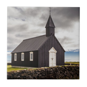 The Black Church Of Budir, Iceland Ceramic Tile