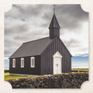 The Black Church Of Budir, Iceland Paper Coaster