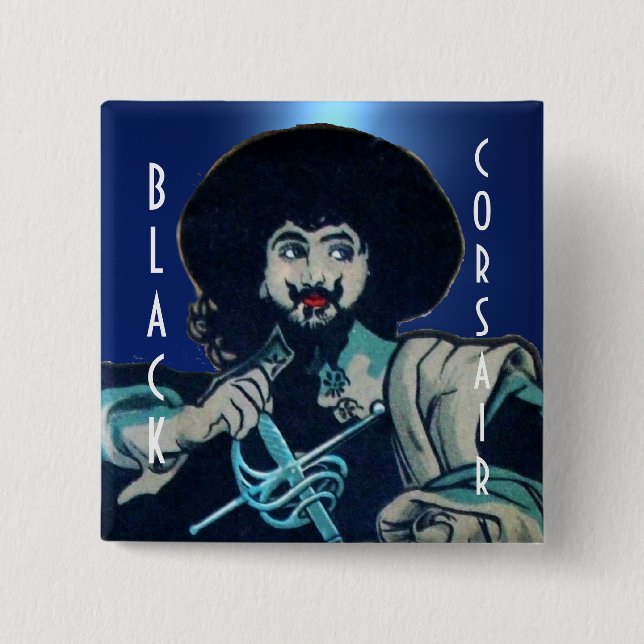 THE BLACK CORSAIR gem blue 15 Cm Square Badge (Front)