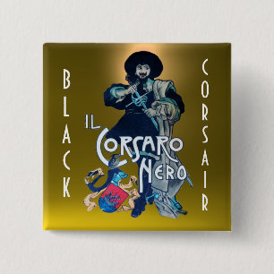 THE BLACK CORSAIR gem dark yellow 15 Cm Square Badge