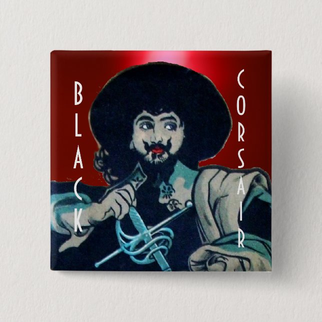 THE BLACK CORSAIR gem red 15 Cm Square Badge (Front)
