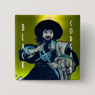 THE BLACK CORSAIR gem yellow 15 Cm Square Badge