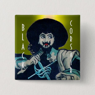 THE BLACK CORSAIR gem yellow 15 Cm Square Badge