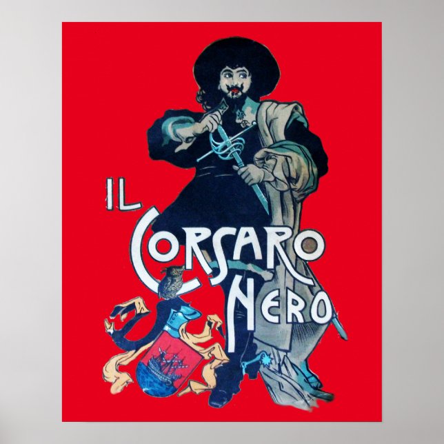 THE BLACK CORSAIR  Red Poster (Front)