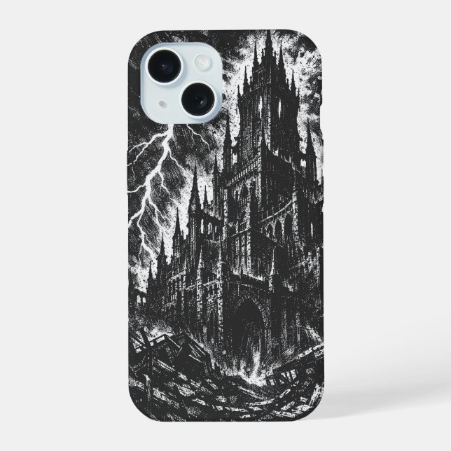 The Black Fortress by BurnsInHell iPhone 15 Case (Back)