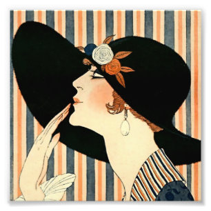 “The Black Hat” Art Deco by George Barbier Photo Print