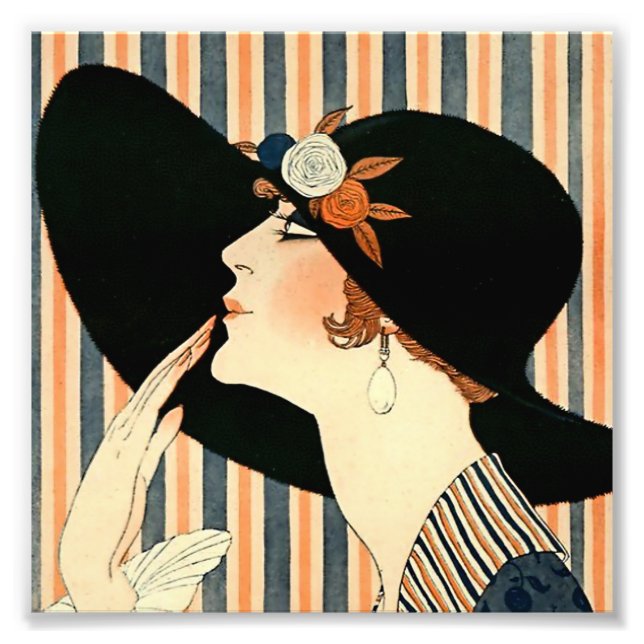 “The Black Hat” Art Deco by George Barbier Photo Print (Front)