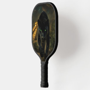 The Black Puma and the Green Macaw Pickleball Paddle