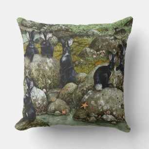 The Black Rabbit of Hy-Brasil Cushion