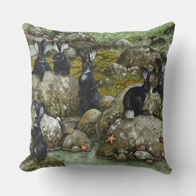 The Black Rabbit of Hy-Brasil Cushion (Front)