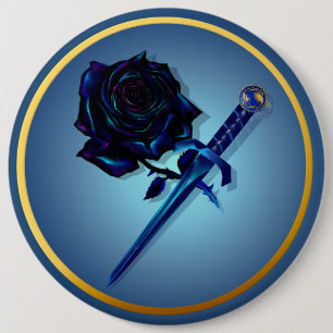The Black Rose and Dagger Button