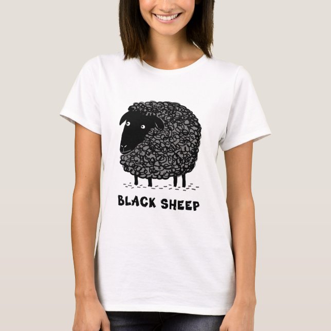 The Black Sheep | Cool Wooly Sheep Cartoon T-Shirt (Front)