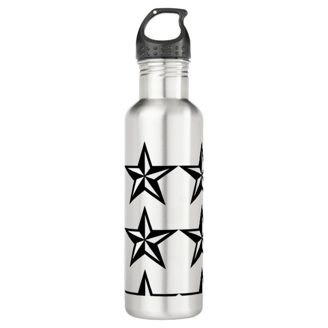 The black starr stainless steel water bottle (Front)