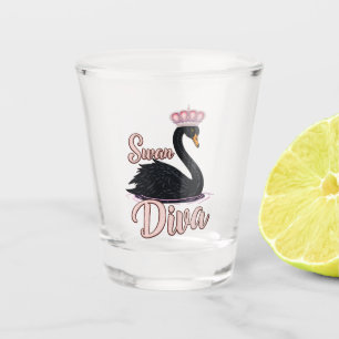 The black swan, queen of the water. shot glass