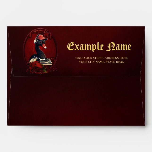 The black swan, symbolising creativity  envelope (Back (Top Flap))