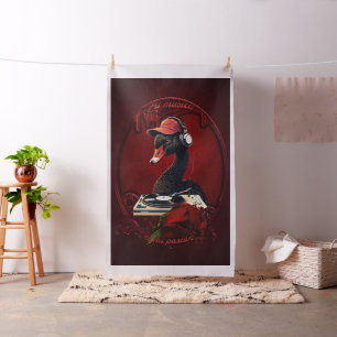 The black swan, symbolising creativity fabric
