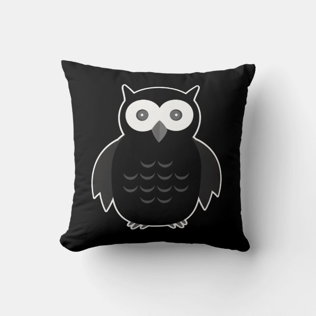 The Black & White Owl Cushion (Front)