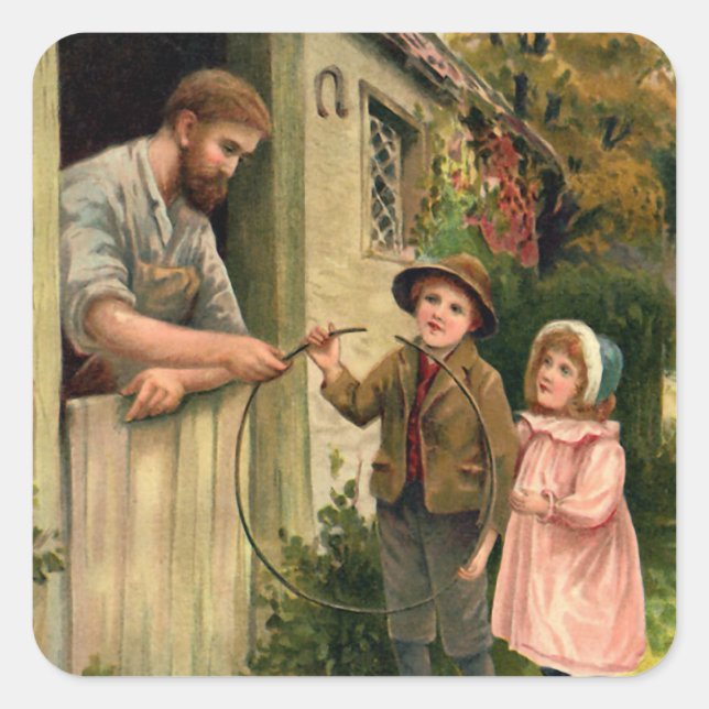 The Blacksmith Vintage Illustration Square Sticker (Front)