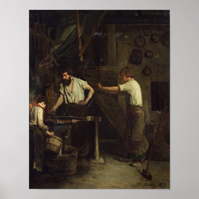The Blacksmiths, Memory of Treport, 1857 Poster (Front)