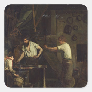 The Blacksmiths, Memory of Treport, 1857 Square Sticker