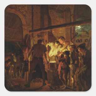 The Blacksmith's Shop (oil on canvas) Square Sticker