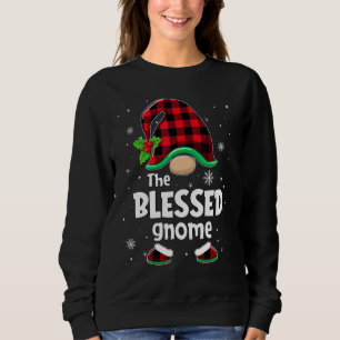 The Blessed Gnome Buffalo Plaid Christmas Matching Sweatshirt