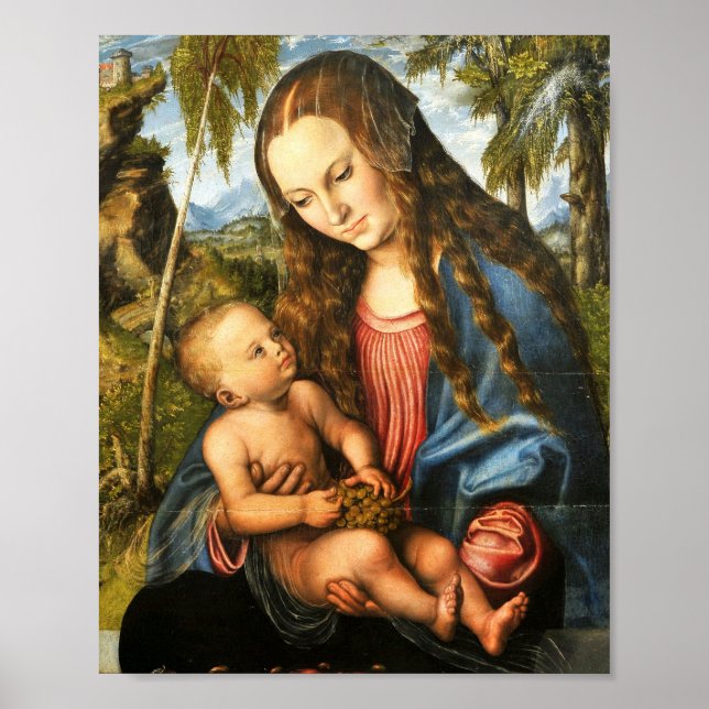 The Blessed Mother Mary Holding Baby Jesus Poster (Front)