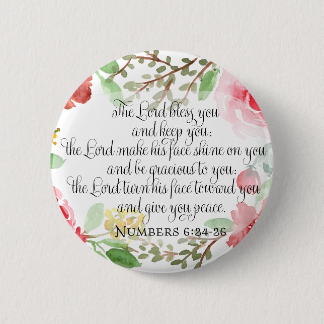 The blessing | Scripture Art | Numbers 6:24-26 6 Cm Round Badge (Front)