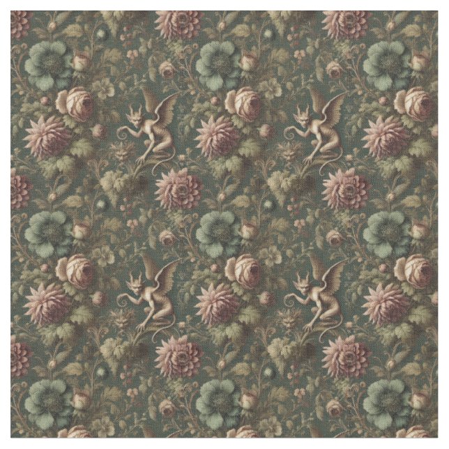 The Blighted Watcher – Gothic Dense Tile Fabric (Close Up)
