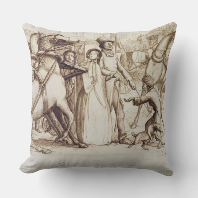 The Blind Man, 1853 (pen, ink, wash and graphite o Cushion (Front)