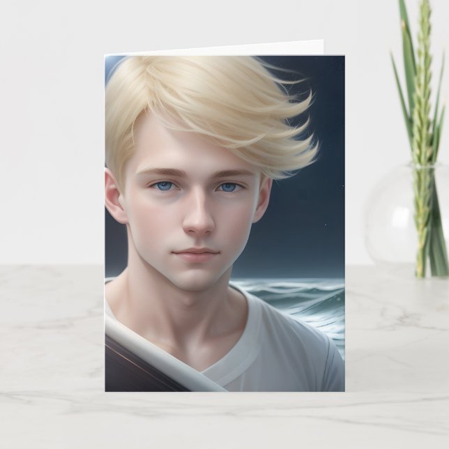 The Blonde Boy Greetings Card (Front)