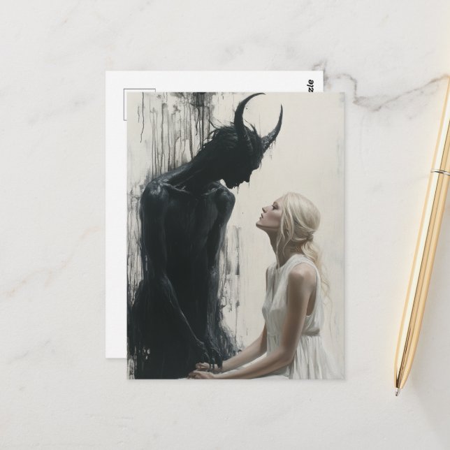 The Blonde Woman and the Dark Demon Postcard (Front/Back In Situ)
