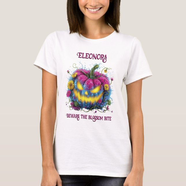 The Bloom Pumpkin Halloween Scary Cute T-Shirt (Front)