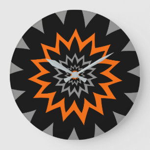 The Blooming Expanse:  Black and Orange Large Clock