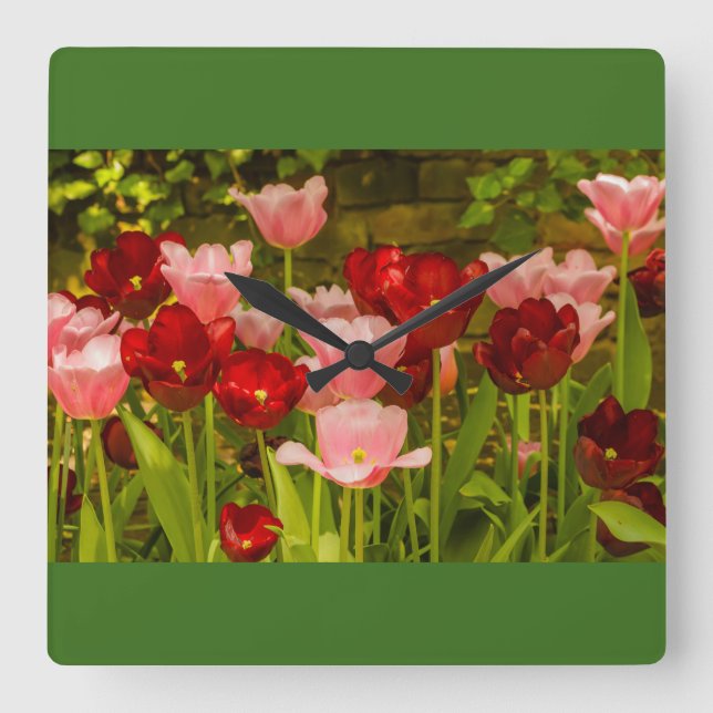 THE BLOSSOMING OF TULIPS  IN A PARK   WALL CLOCK (Front)