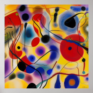 The Blue 10 Abstract Meets Red 6 Poster