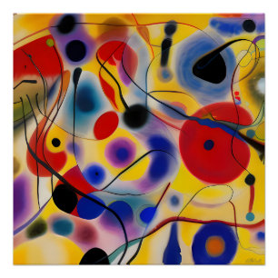 The Blue 10 Abstract Meets Red 6 Poster