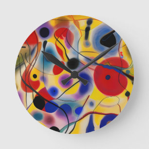 The Blue 10 Abstract Meets Red 6 Round Clock